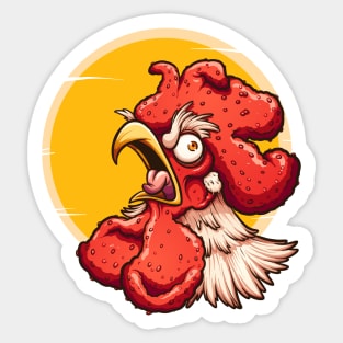 Angry crowing rooster Sticker